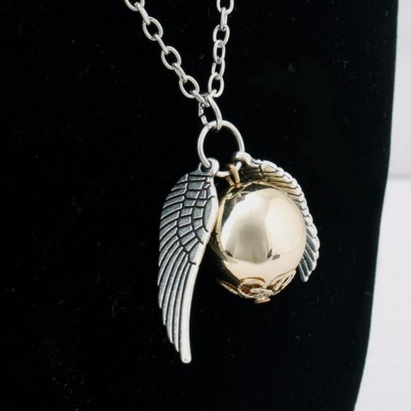Movie Harry Potter Golden Snitch Wings Necklace